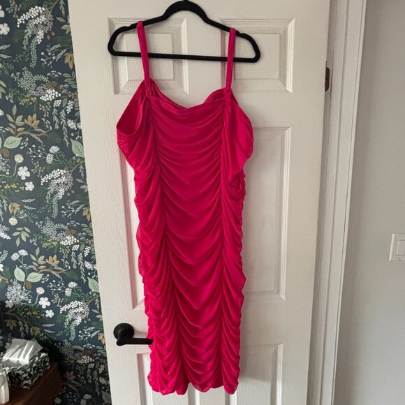 Ruched Mesh Wiggle Dress - Picture 2 of 4